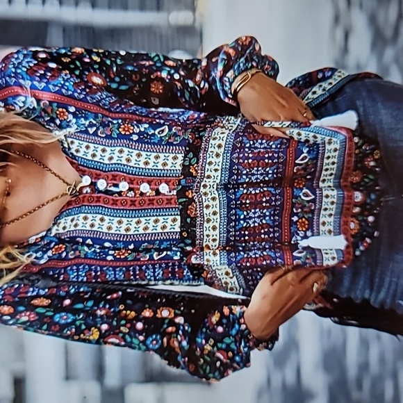 Lace Up V-Neck Blouse - Picture 1 of 11